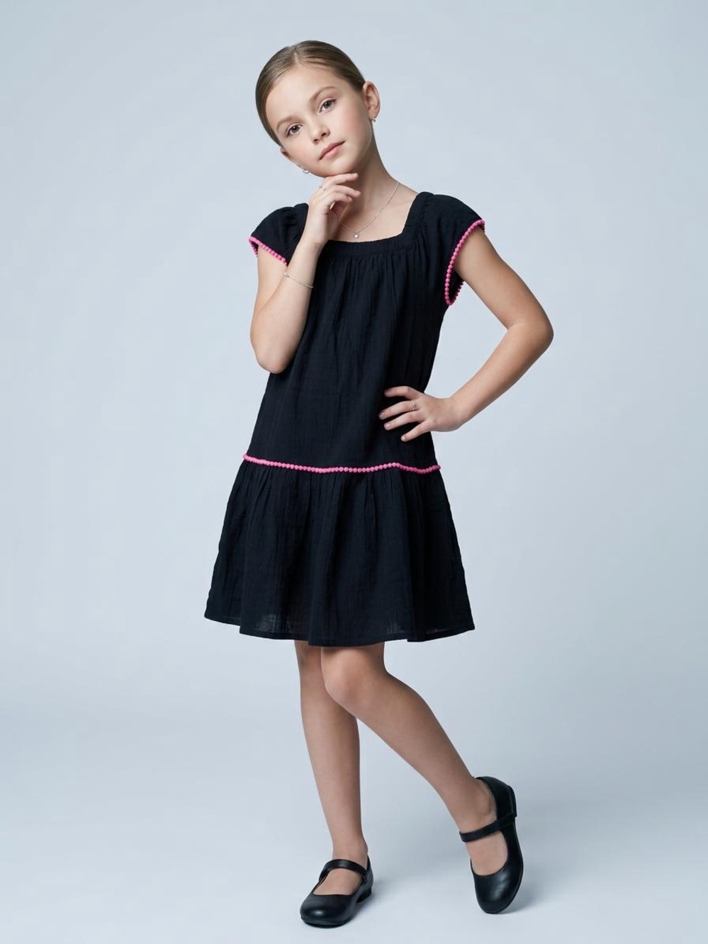 The Children's Place Black Dress with Pink Trim